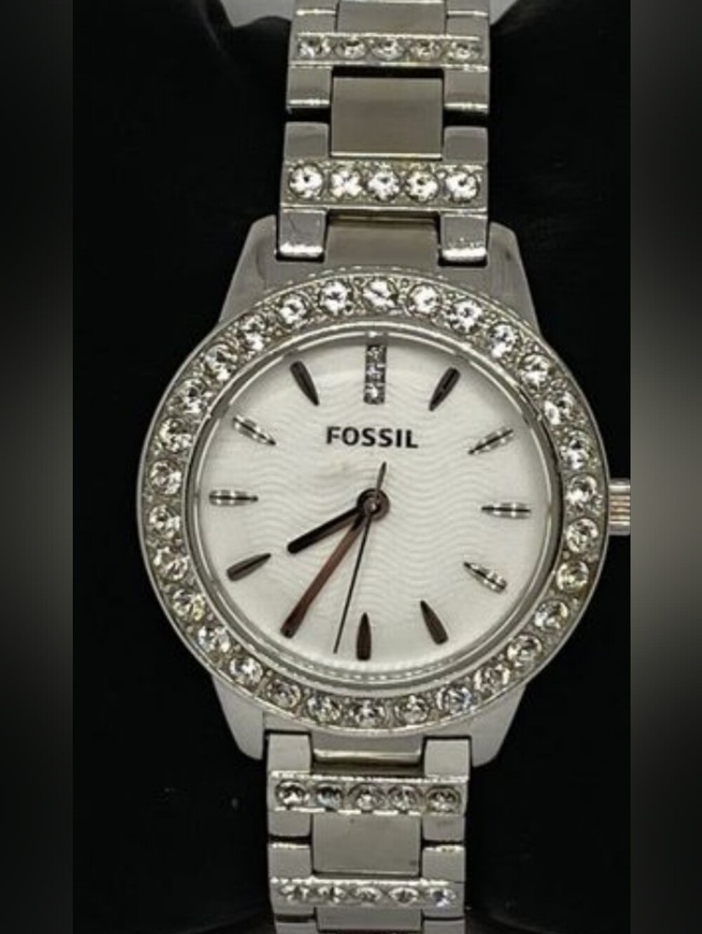 Fossil Jesse Watch Womens 34mm Stainless Steel ES-2362 Pave New Battery